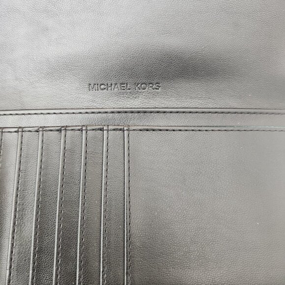 Michael Kors NWT Jet Set Travel Leather Quilted Large Trifold Wallet (Black) - Picture 9 of 12